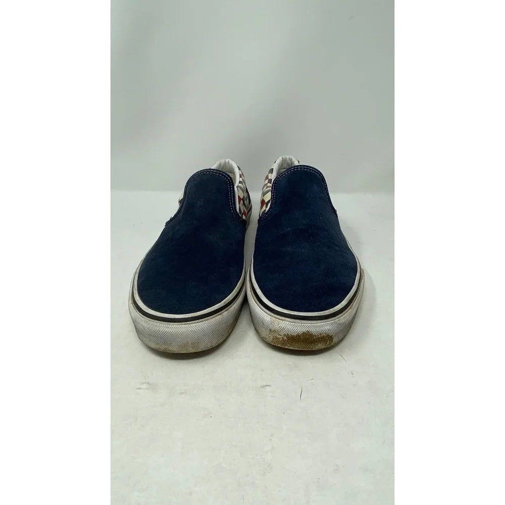 Vans Classic Slip On Navy Blue Suede Checkerboard Sneakers Mens 10 507452